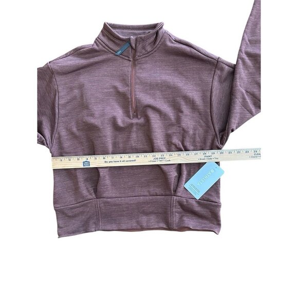 NWT Athleta 1/4 Zip Pullover Brown Large Zipped Pocket Stretch Comfort Active - Picture 11 of 11